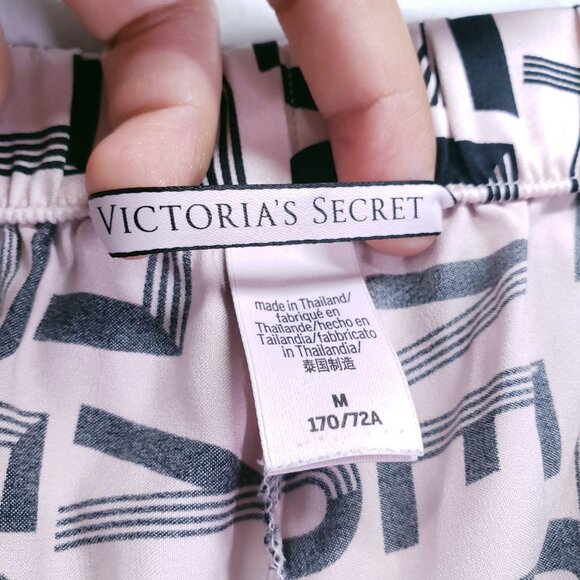 Victoria's Secret LOVE Print Pajama Pants Loungewear Bottoms Pink Black Size M - Picture 14 of 16